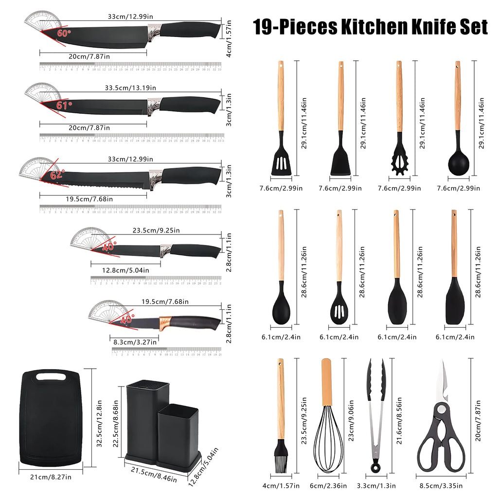 Stainless Steel & Food-Grade Silicone Kitchenware Set Multi-Functional Combination