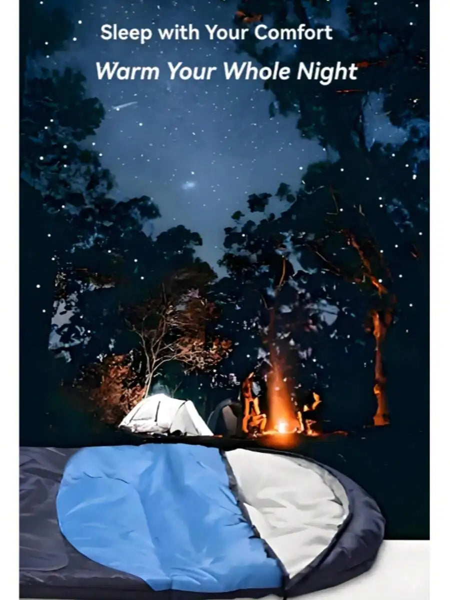 Sleeping Bag Envelope Style With Hood Portable Warm Comfort For Adults