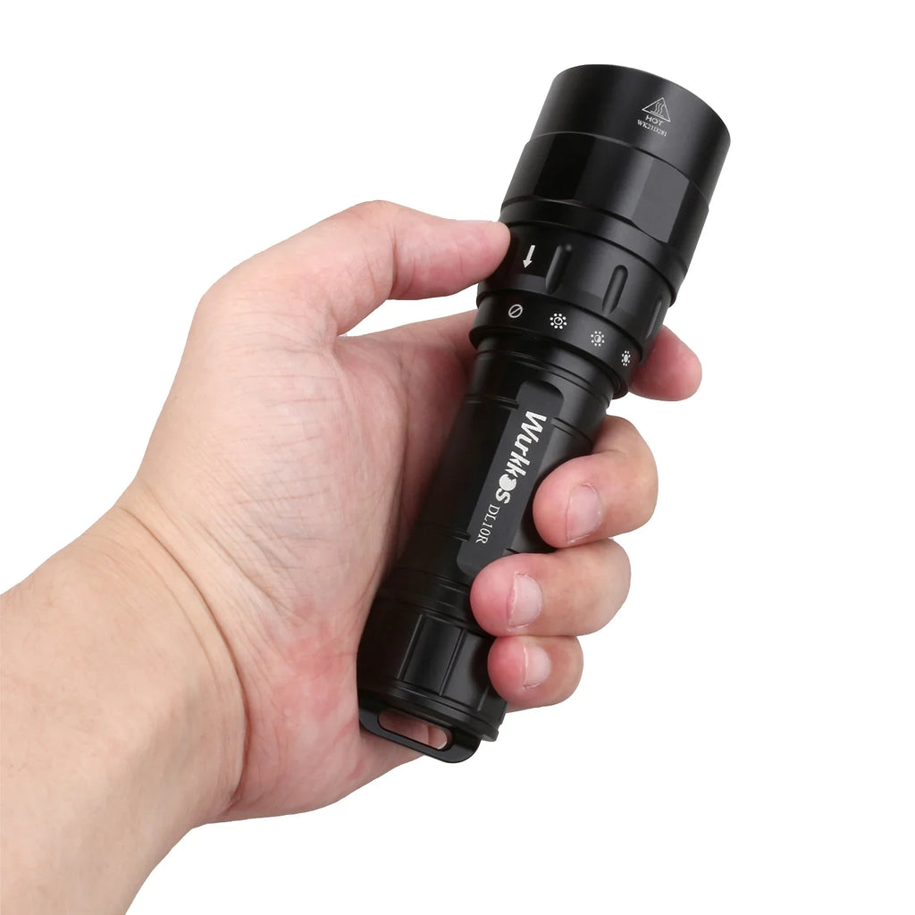 DL10R Scuba Diving Torch XHP70.2 LED Flashlights 4500lm 21700 USB-C Rechargeable Rotary Switch Magnetic Control