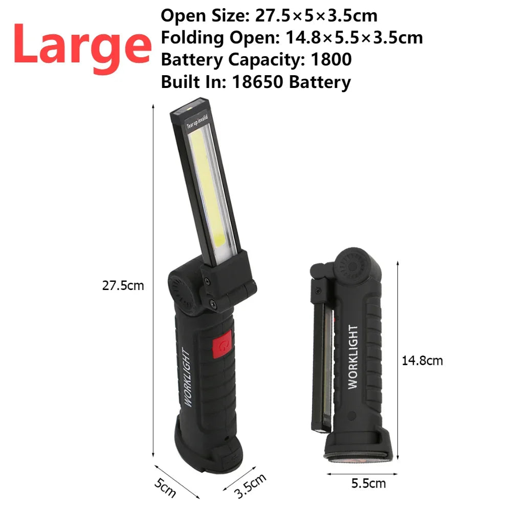 Portable High Power LED Flashlight USB Rechargeable Camping Lamp Car Repairing Work Light Hanging Hook Magnet 5 Modes