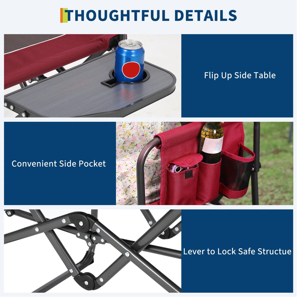 1 Pack / 2 Pack Oversized Heavy Duty Folding Directors Chair for Adults, 400 Lbs Capacity Portable Camping Chair with Side Table, Cup Holder & Side Pocket, Lawn Chairs for Camping, Beach, Garden, RV