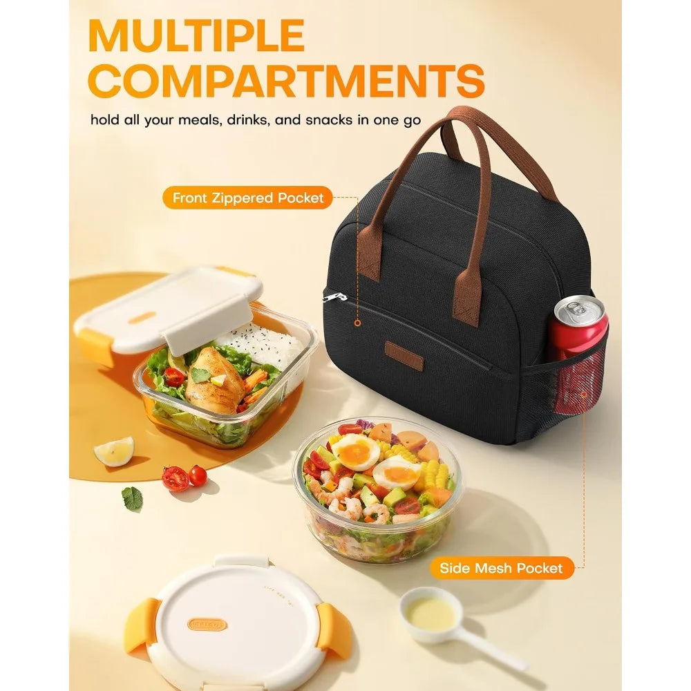 Insulated Lunch Bag for Women and Men Large Capacity 10L Tote Cooler Bag with Wear-Resistant Material for Office Work School Picnic Beach Travel Camping Hiking Outdoor Activities Leakproof Food Container Bento Box