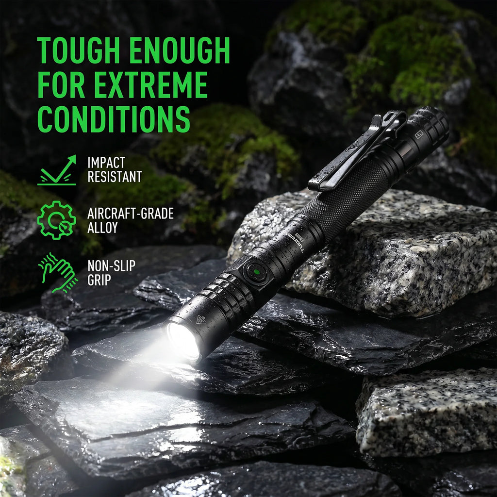 1200 Lumens High Bright Tactical Pen Light, Tail Switch Design with Multiple Light Modes, Portable Flashlight for Daily Lighting, Camping & Work