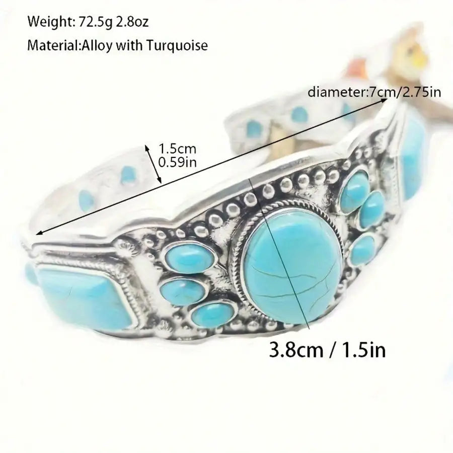 1 Piece/Retro Bohemian Natural Turquoise Bracelet  Holiday Bohemian Exquisite Accessories