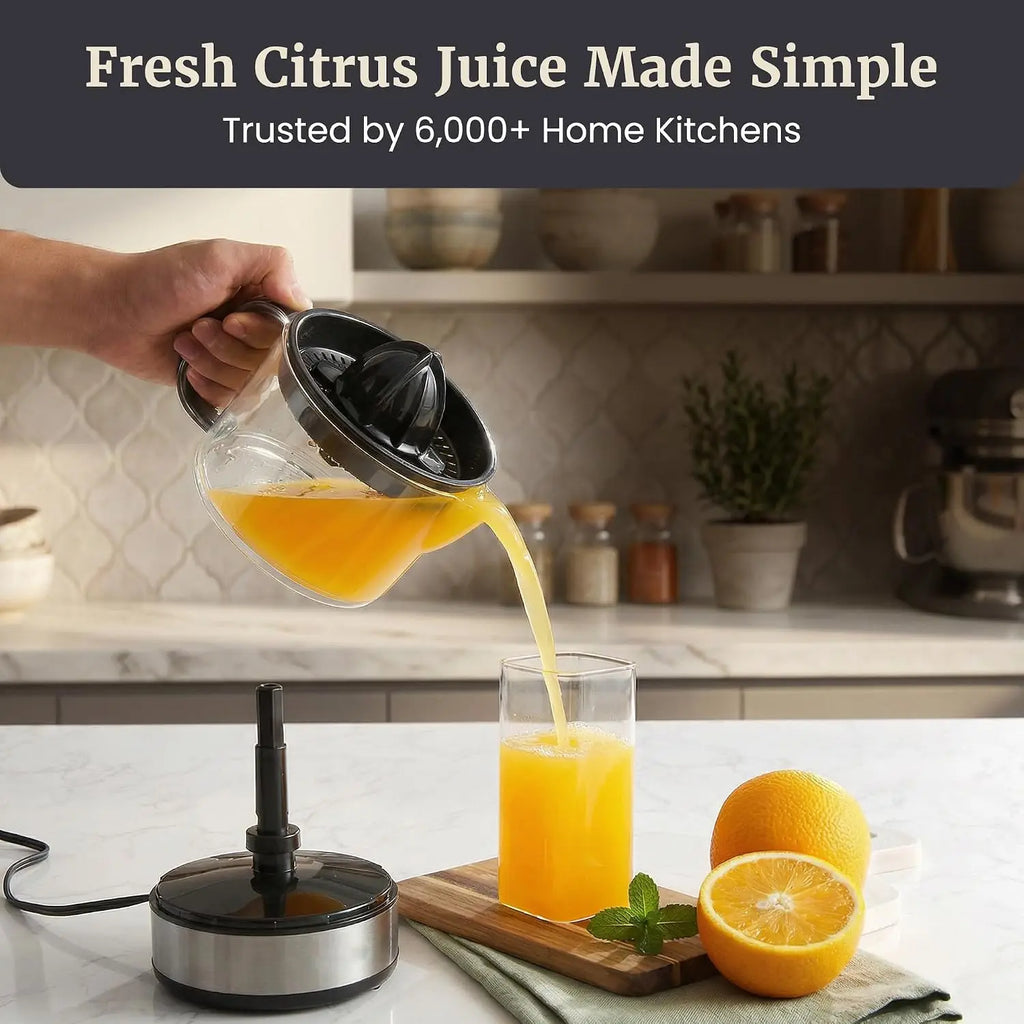 Electric Citrus Juicer 40W for Oranges Lemons Limes Grapefruit with 24oz Capacity and Auto-Reversing Reamer