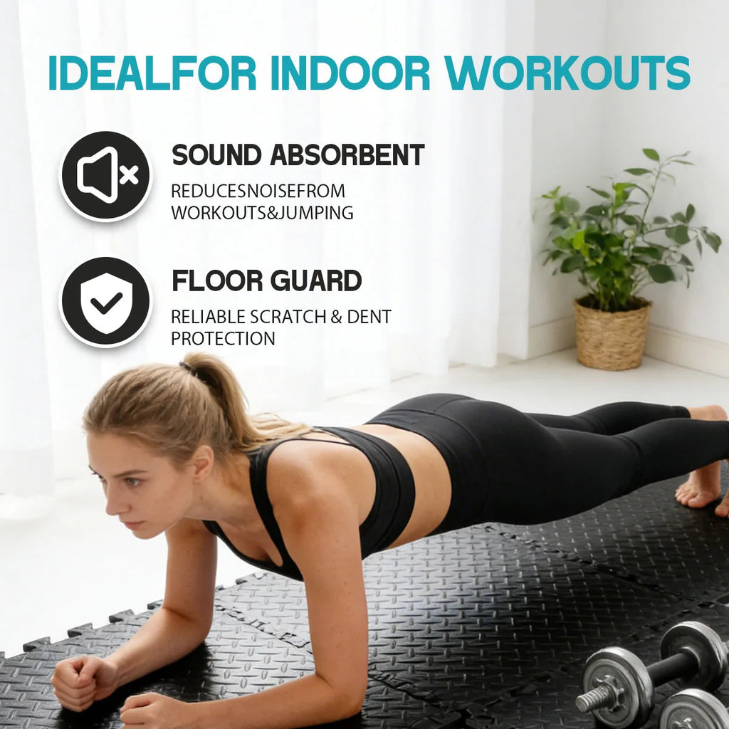 Puzzle Exercise Mat 0.4in, EVA Interlocking Foam Floor Tiles for Home Gym, Mat for Home Workout Equipment, 20in x 20 in-64sqft.