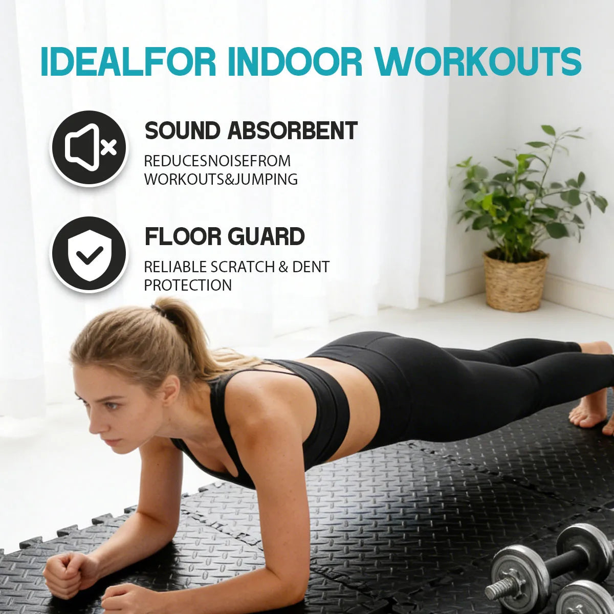 Puzzle Exercise Mat 0.4in, EVA Interlocking Foam Floor Tiles for Home Gym, Mat for Home Workout Equipment, 20in x 20 in-64sqft.