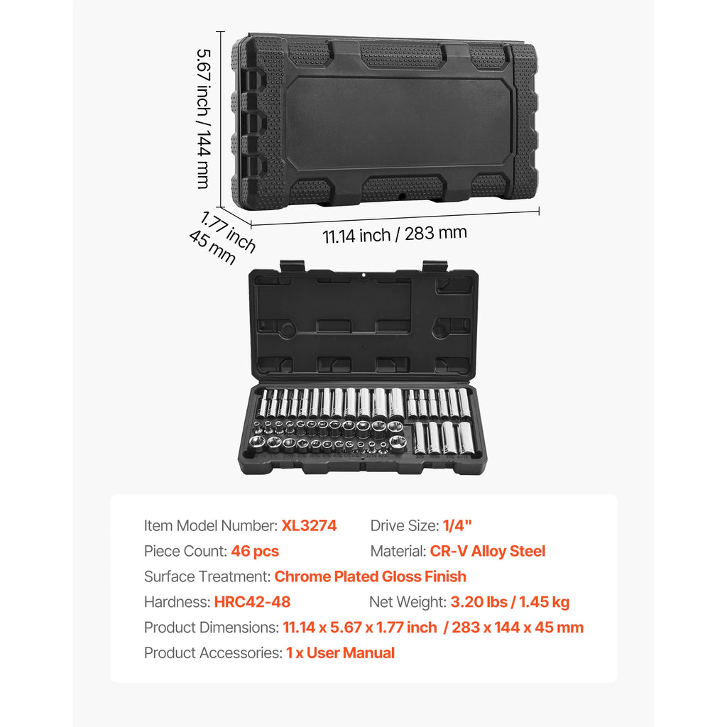 Socket Set 86 Pieces 3/8 ,1/4, or 1/2in Drive Socket and Ratchet Set, SAE Metric Mechanic Tool Kit with Ratchet Wrench