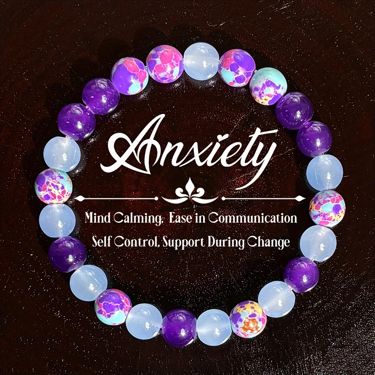 1pc/Peace of Mind Bracelet made of Imperial Jasper and Amethyst, Handmade Jewelry for Men and Women Self-Control and Balance