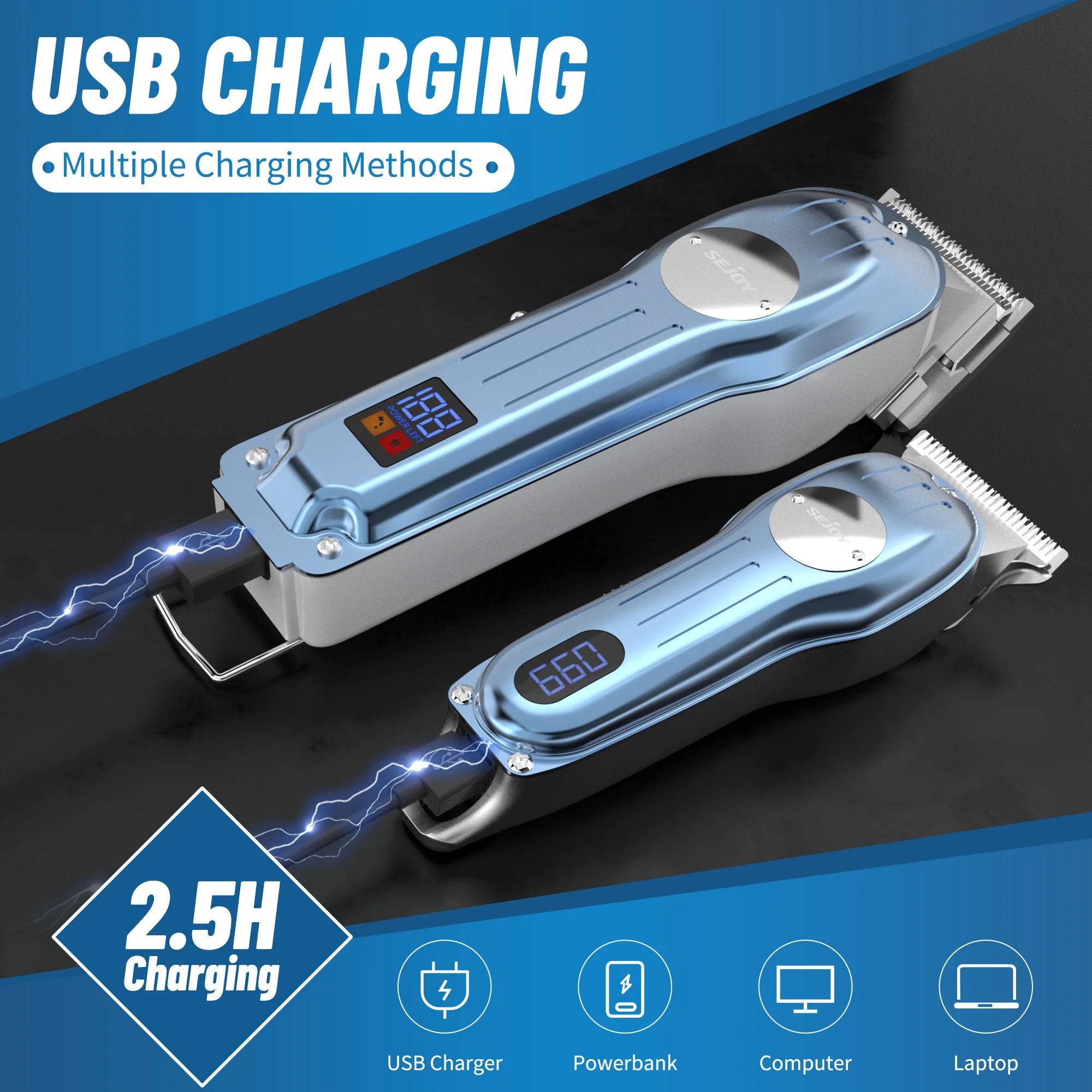 Rechargeable Hair Clipper Combo Professional Electric Hair Trimmer Set Cordless Trimmer
