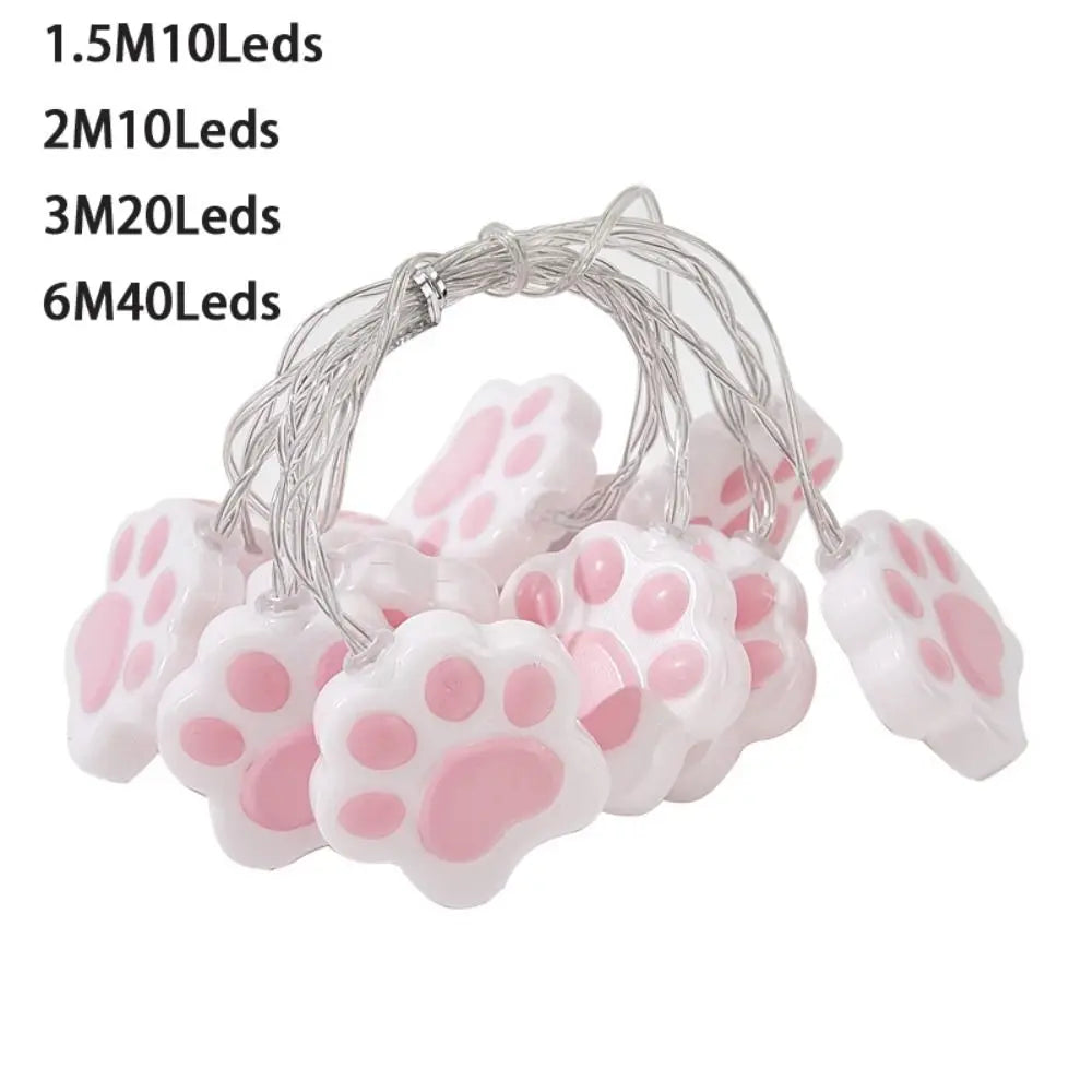 PVC LED Night Lights, Cat Paw, Waterproof, Fairy String Lights, USB/Battery Operated, Garden Lamp / Bedroom Decor