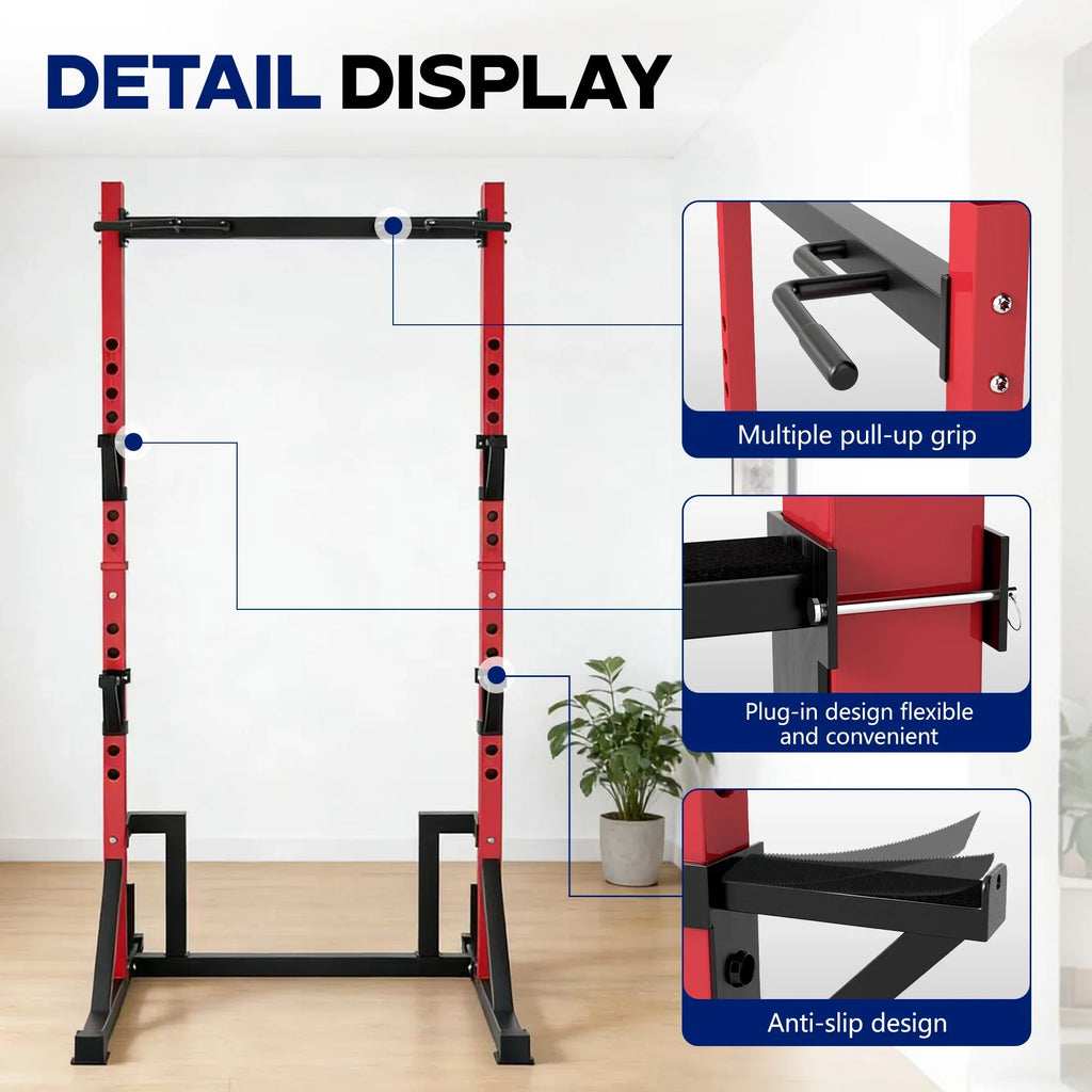 Multifunction Power Rack with Pull up Bar, Heavy Capacity 360kg, Height Adjustable Squat Stand Rack for Home Gym Equipment, Power Tower Pull Up Dip Station Training Fitness Equipment for Home Outdoor Muscles Trainer, Barbell