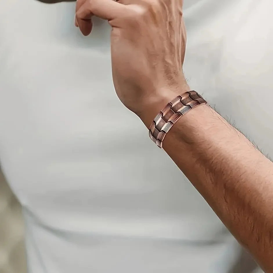 3-Row Magnet Design, Ultra Strength Magnetic Bracelet 99.99% Pure Copper Wristband Adjustable Jewelry Gift with Sizing Tool
