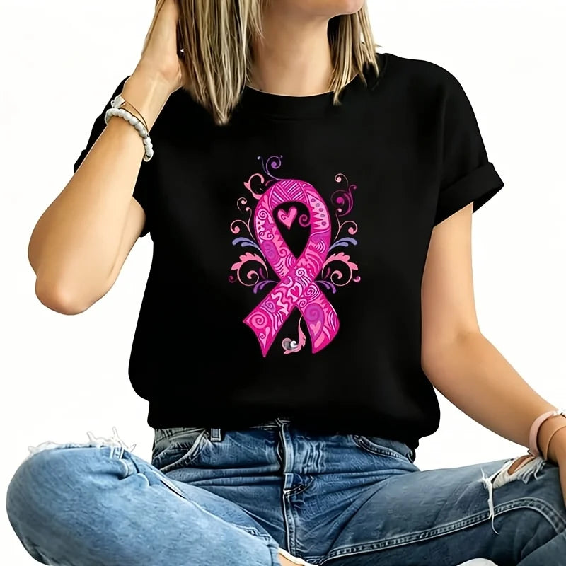 Breast Cancer Awareness Women's Plus Size T-Shirt 100% Cotton 220g