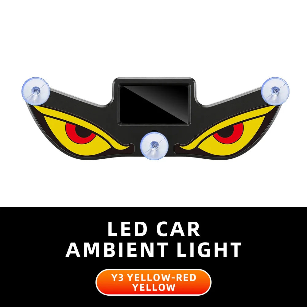 Solar Powered Car Neon Light Wireless Cool EYE Led Ambient Light Suction Cup USB Rechargeable