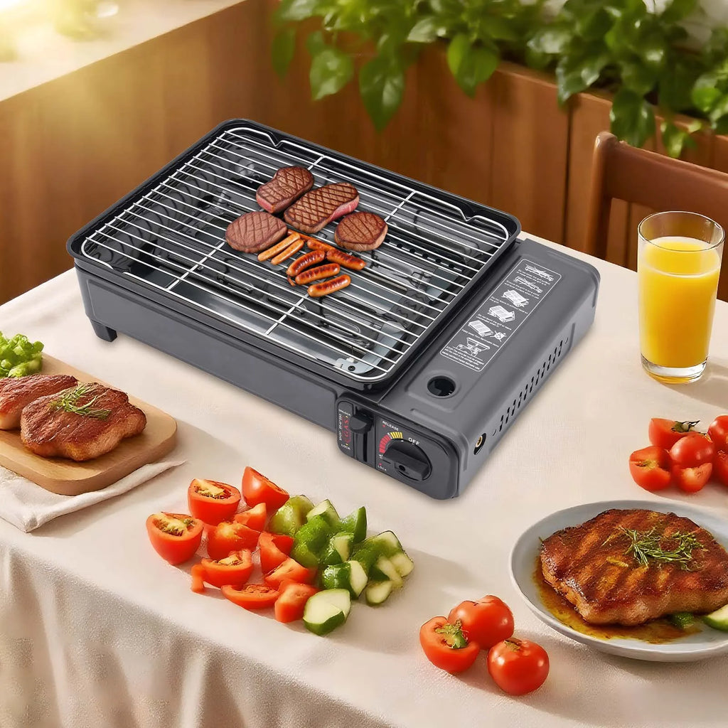 Portable Camping Gas Grill/Stove, Butane Gas Burning Grill, Barbecue Grill