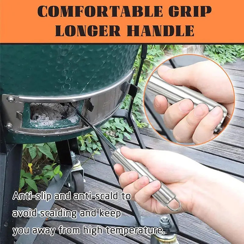 46cm Stainless Steel Charcoal Ash Rake Extendable BBQ Ash Tool Stainless Steel Grill Hoe Tool Stove Cleaning Tool Accessories