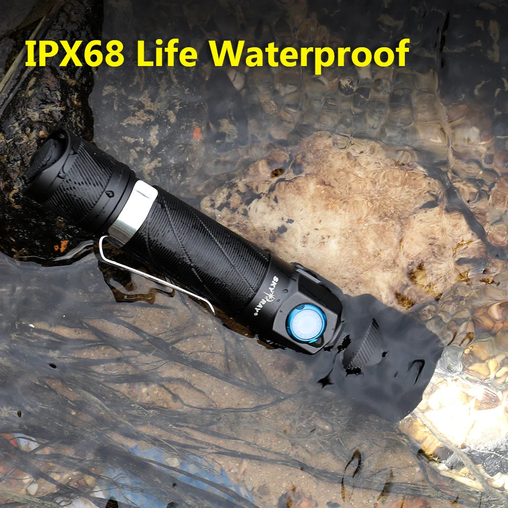 2500Lumen Tactical led Flashlight Type-c Rechargeable LED Clip IP68 Waterproof 320M Light Range Camping Hiking Hunting Emergency Self Defense led Torch