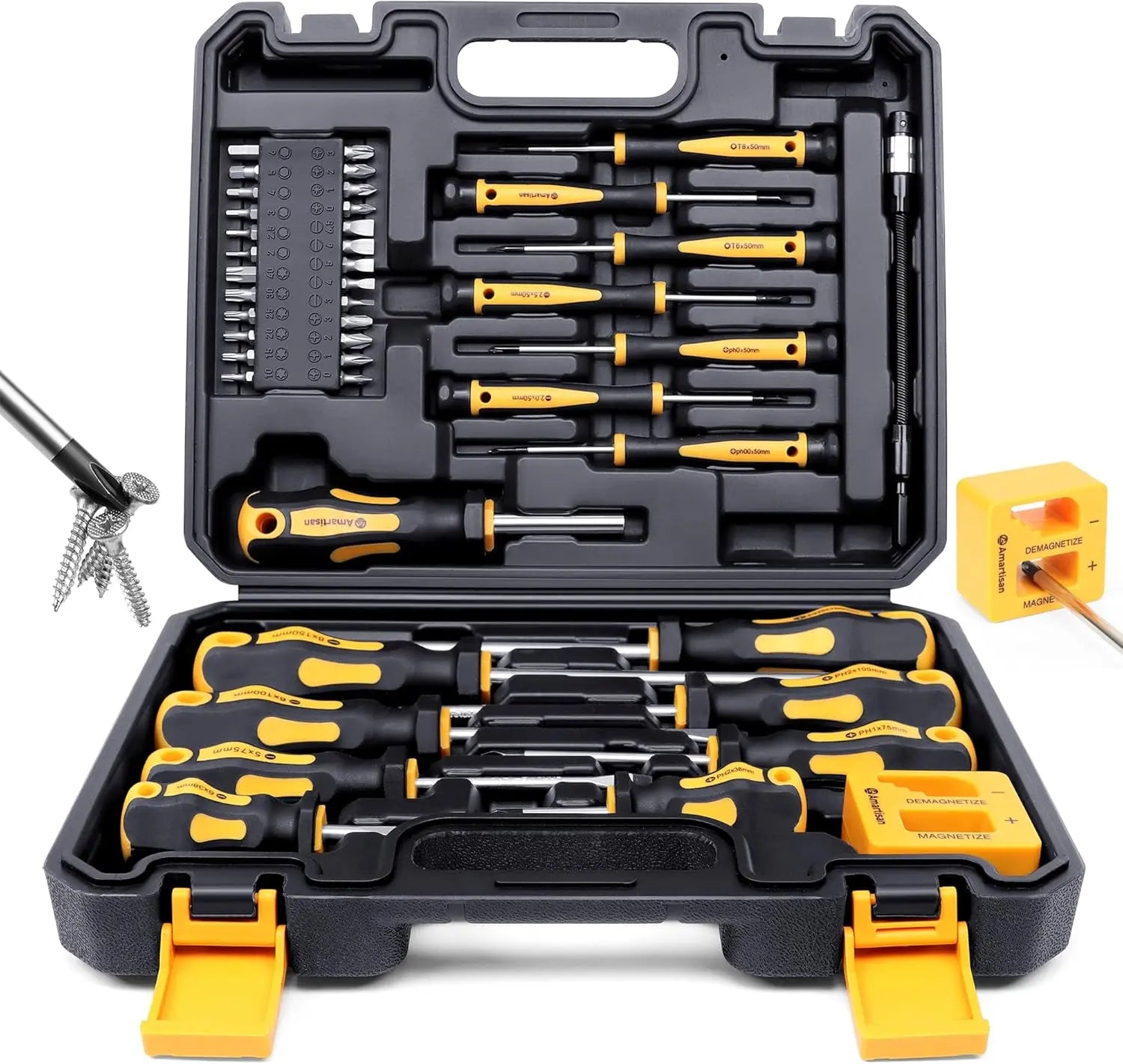 43Pcs Durable Magnetic Screwdriver Set with Case Slotted Phillips Hex Precision Tools for DIY