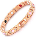 Pure Copper Bracelets for Women, Ultra Strength Magnetic Therapy Bracelet for Pain Relief with Neodymium Magnets & Sparkling Cubic Zirconia, Adjustable, Infinite Clover Jewelry