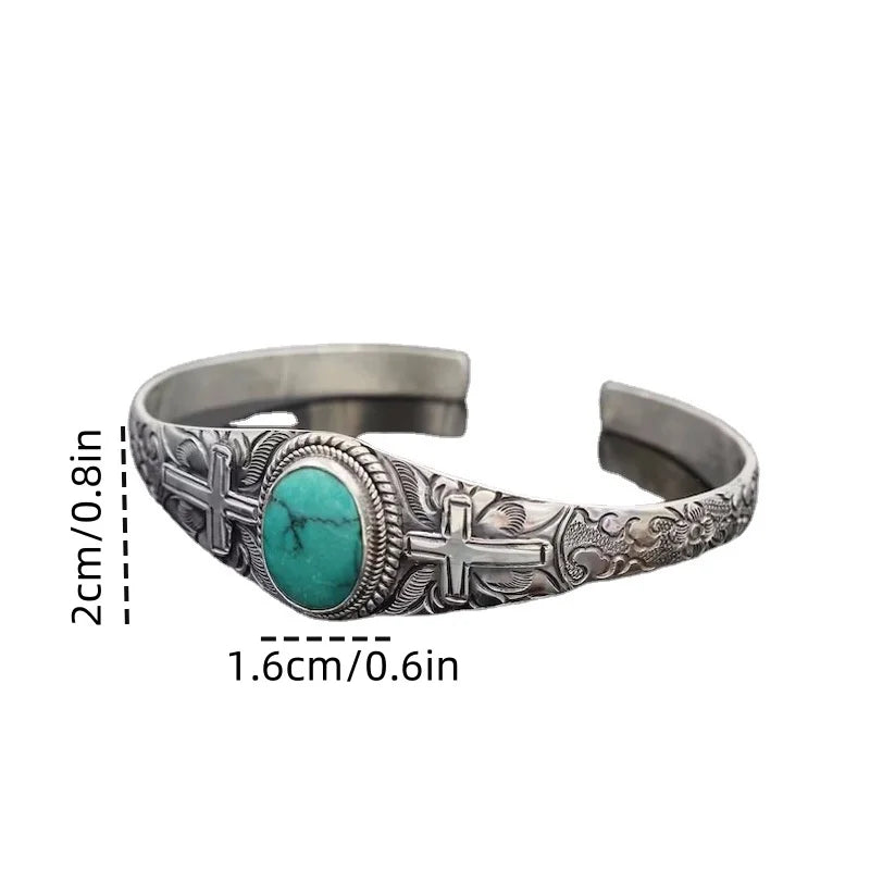 Vintage Classic Style Inlaid Synthetic Turquoise with Adjustable Jewelry Bracelet Suitable for Parties Jewelry Gifts and Banquet