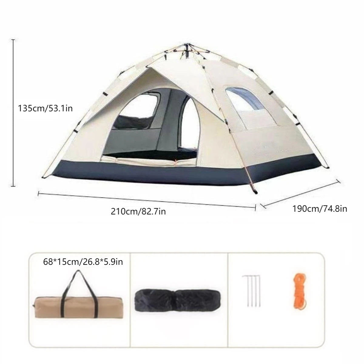 Outdoor shelter / Sunshade, Camping Tent, Camping tent Two doors and two windows