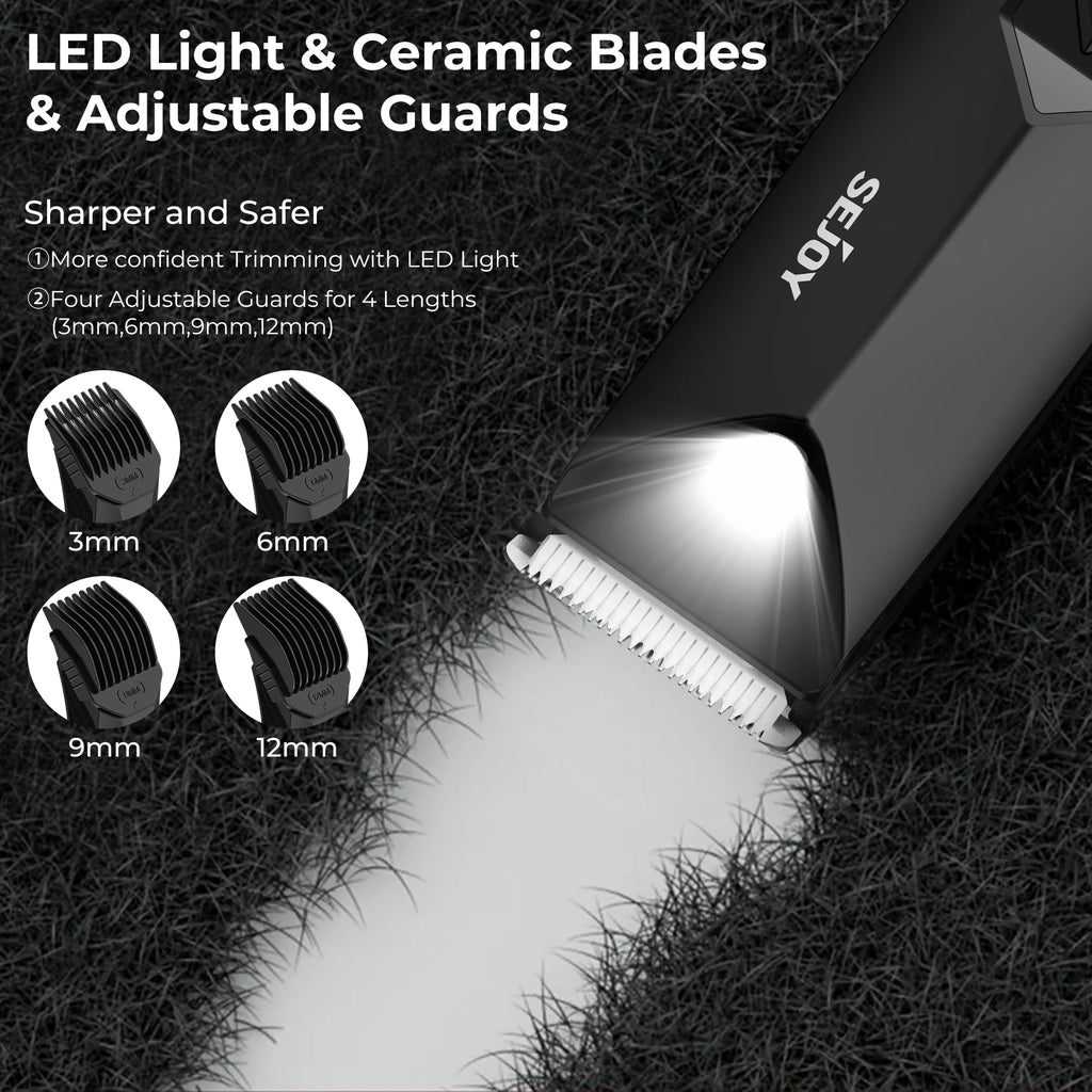 Body Hair Trimmer for Groin Pubic Replaceable Ceramic Blade Electric Shaver IPX7 Waterproof