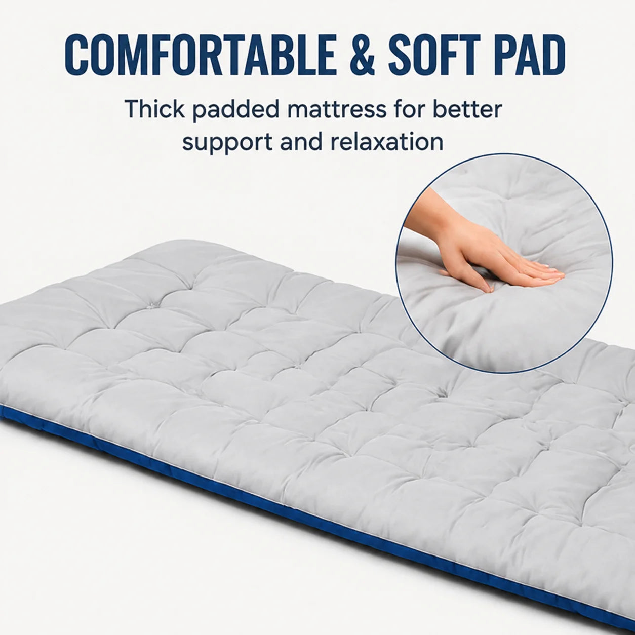 Foldable Cot Bed with Thick Mattress - Portable Camping Nap Bed, Sturdy Steel Frame, Easy Fold & Lightweight for Indoor/Outdoor Use