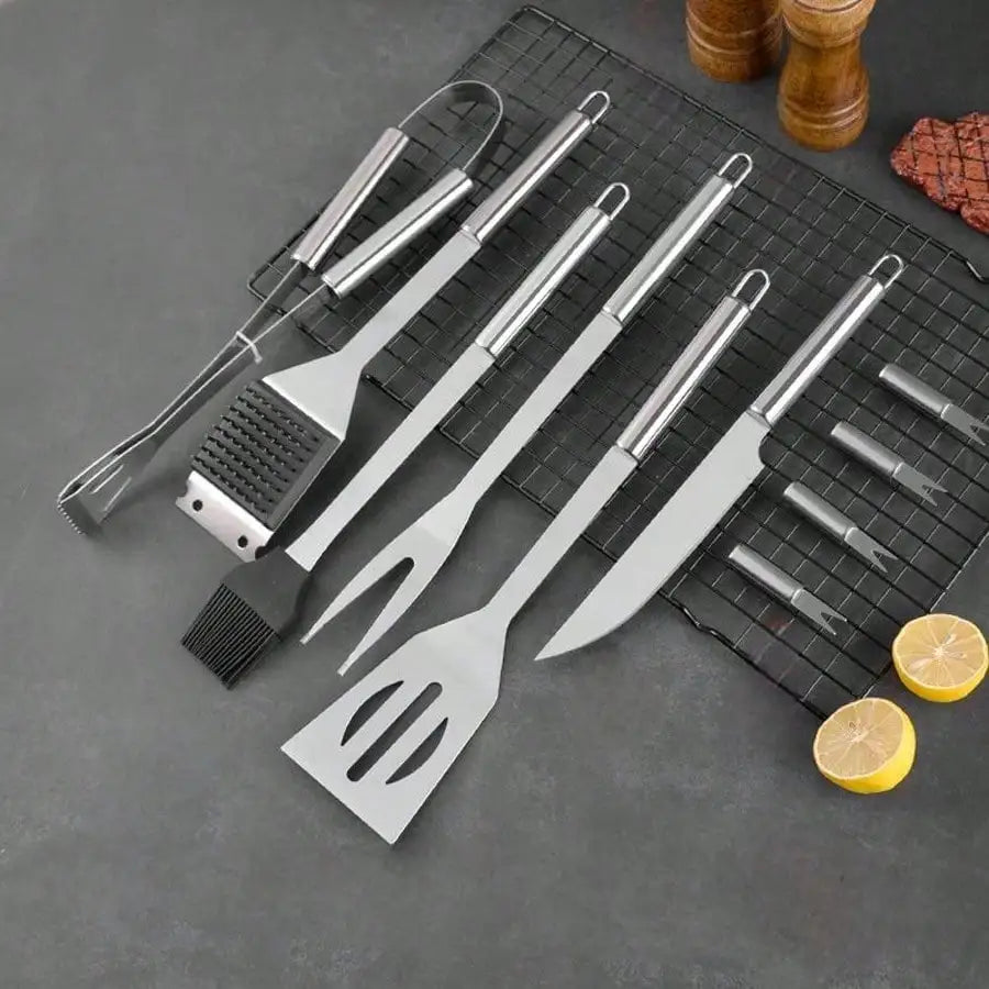 Multi Function Stainless Steel Grilling Tools Set Portable Camping BBQ Kit With Durable Waterproof Carry Case For Outdoor Backyard Barbecue Cooking