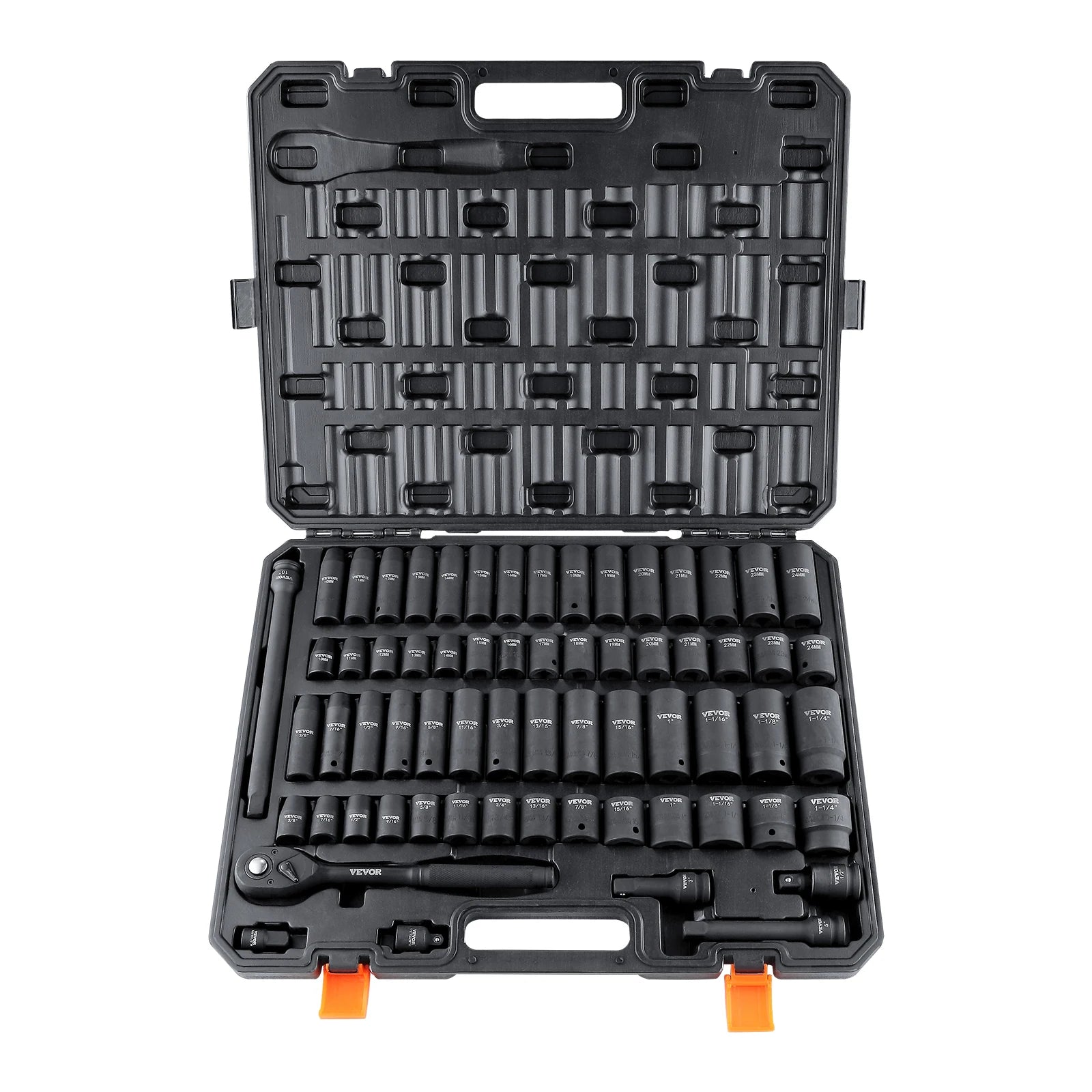 1/2" Drive Impact Socket Set,  6 Point Cr-V Alloy Steel, Easy-to-Read Size Markings, Rugged Construction