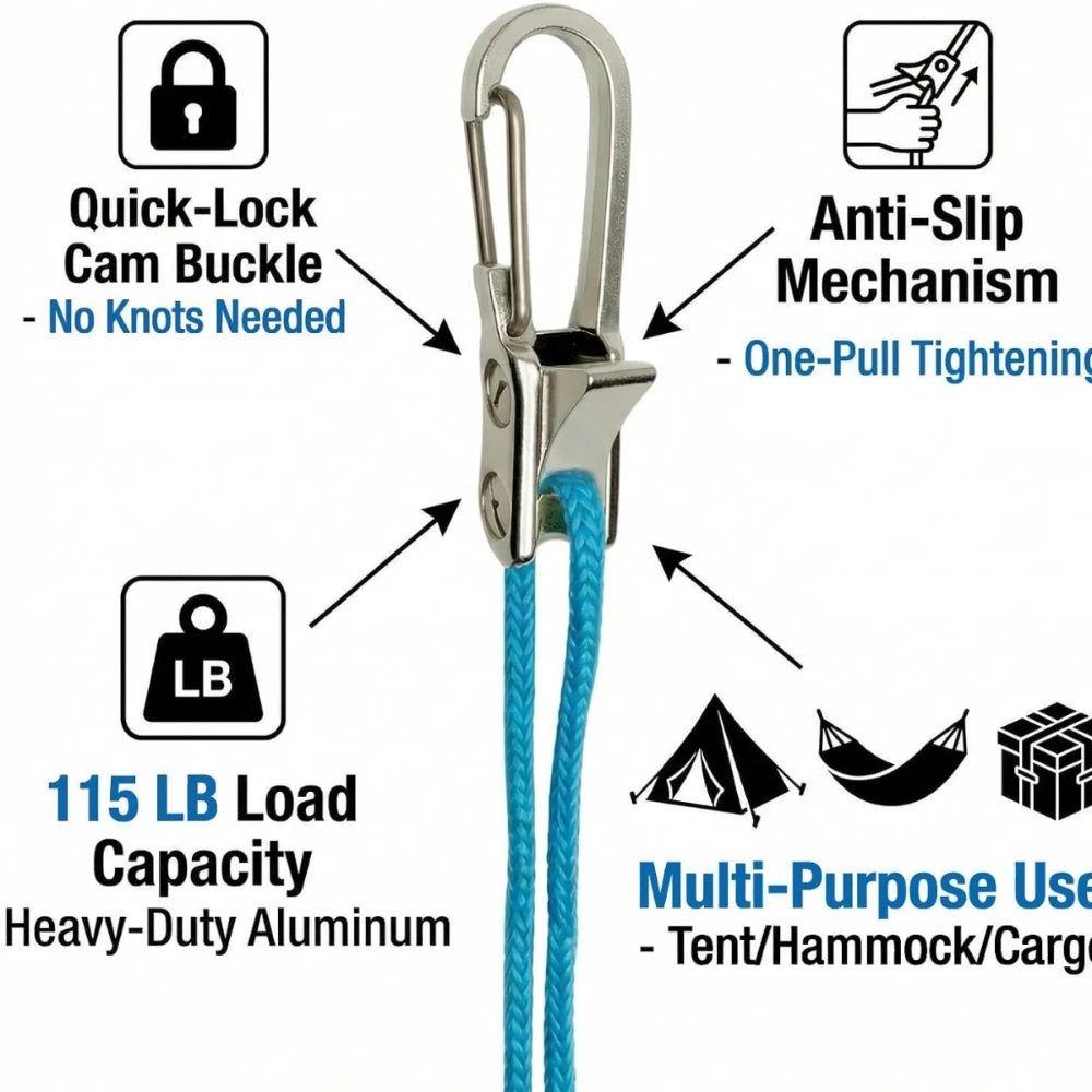 Multifunctional rope rollers & Puller - Stainless Steel Portable rope tensioner with rope rollers 6 pack ,paracord tensioner, Heavy-Duty Tie Down for Outdoors, Tarps, Boating & Camping Gear,  Durable & Lightweight，Includes