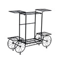 Large Metal Garden Cart Plant Stand Parisian Style Flower Display Rack Holder for Indoor Outdoor