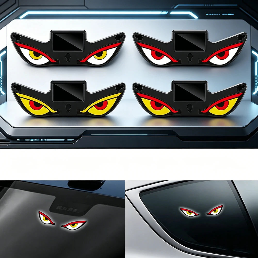 Solar Powered Car Neon Light Wireless Cool EYE Led Ambient Light Suction Cup USB Rechargeable