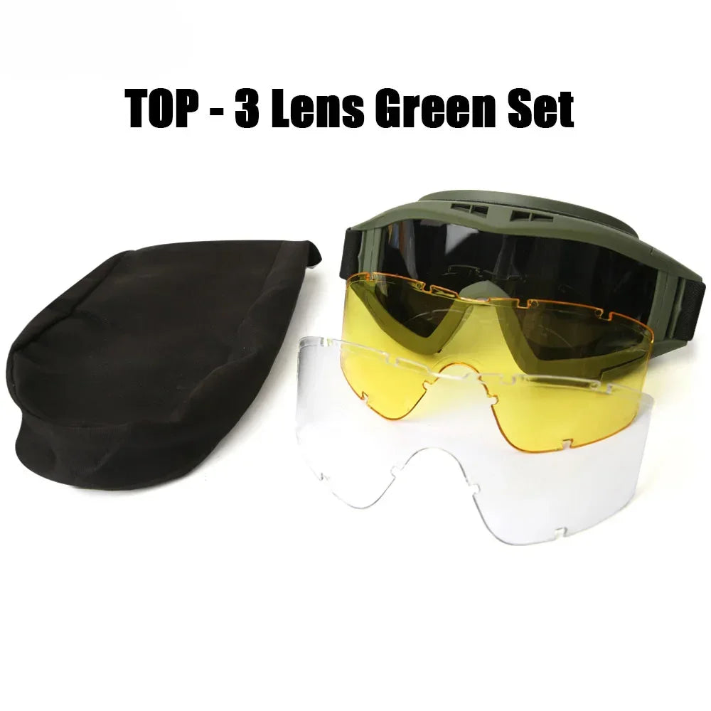 Tactical Goggles, Mountaineering, Shooting Sunglasses, Windproof, Motocross Glasses, Replaceable Lenses