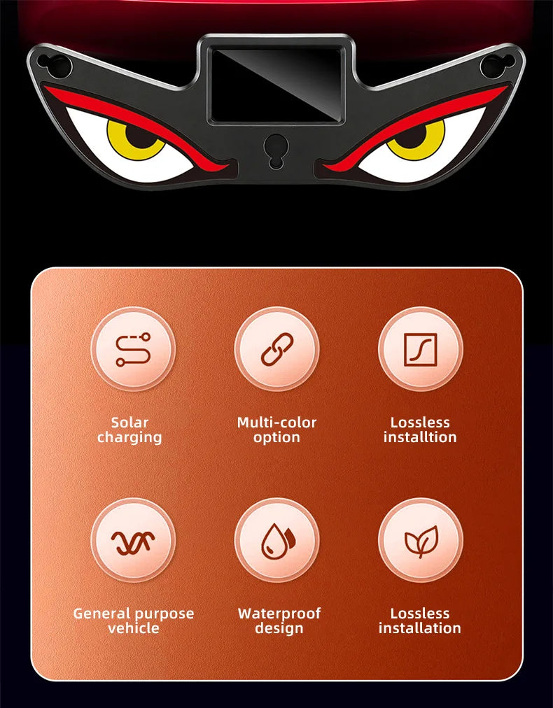 Solar Powered Car Neon Light Wireless Cool EYE Led Ambient Light Suction Cup USB Rechargeable