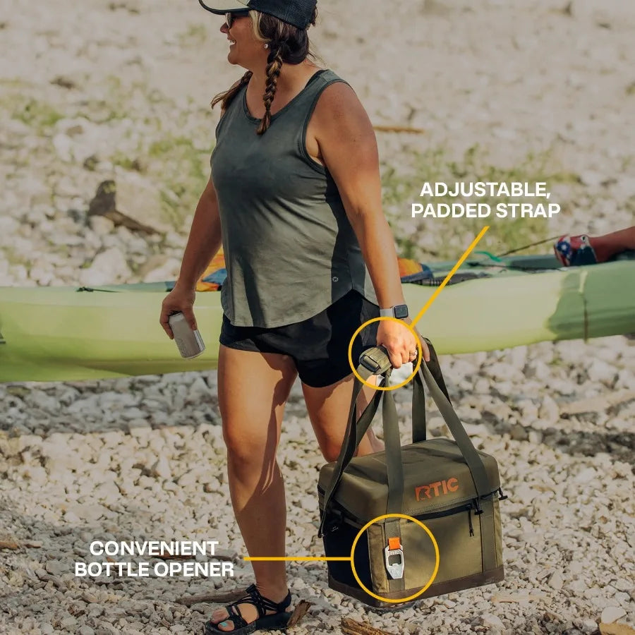 28-Can, 27 Qt Collapsible Soft Cooler with Bottle Opener for Outdoor Use, Black Insulated Fabric, Lightweight Leakproof
