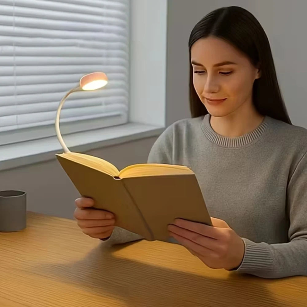LED Clip On Book Light, Portable Reading Light, Eye Protection, Stepless Dimmable Mini Desk Lamp