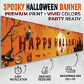 Halloween Banner Backdrop Large Happy Halloween Sign for Outdoor Yard Decorations Spooky Bloody Photography Background for Party Supplies Haunted House Garden Wall Decor Photo Booth Prop