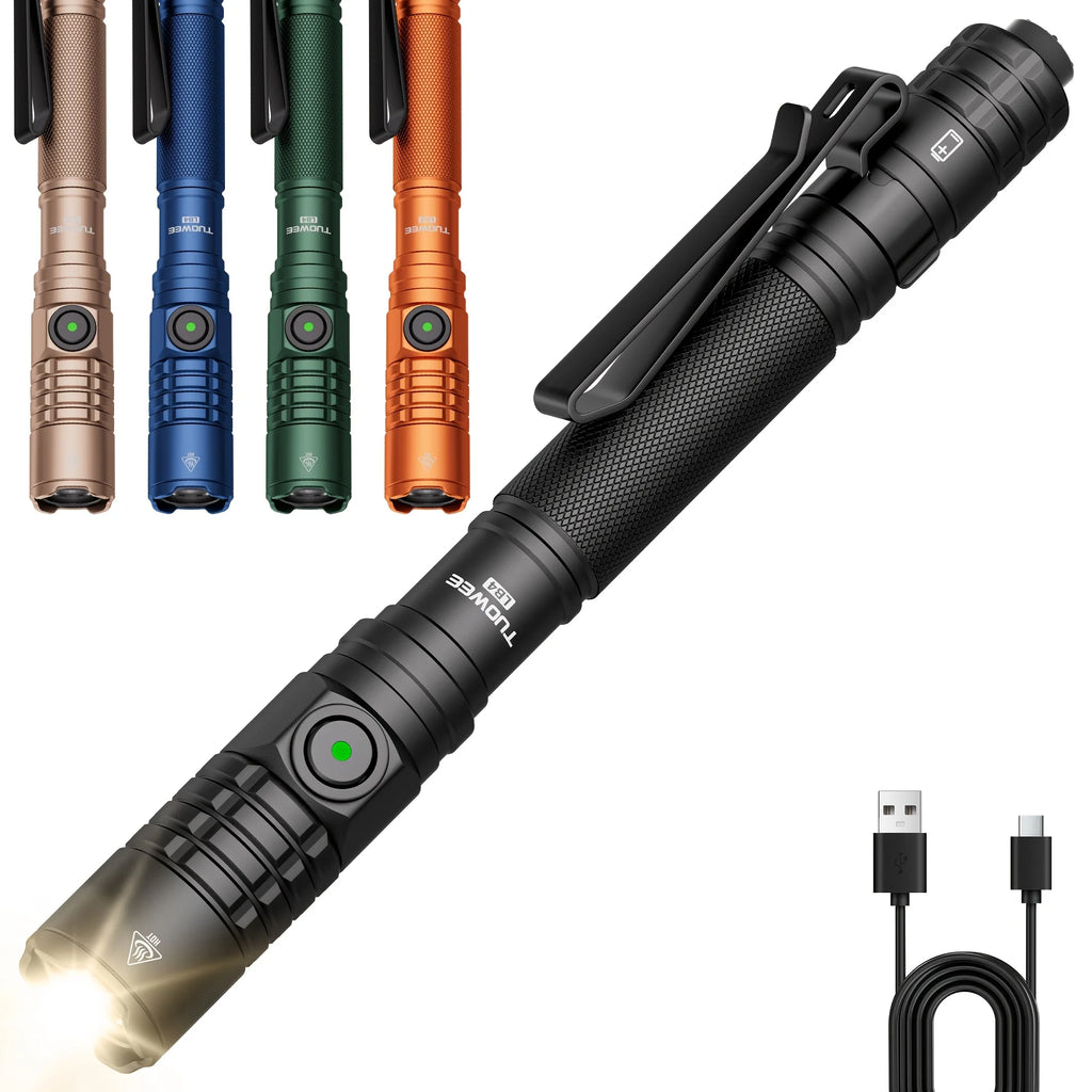 1200 Lumens High Bright Tactical Pen Light, Tail Switch Design with Multiple Light Modes, Portable Flashlight for Daily Lighting, Camping & Work