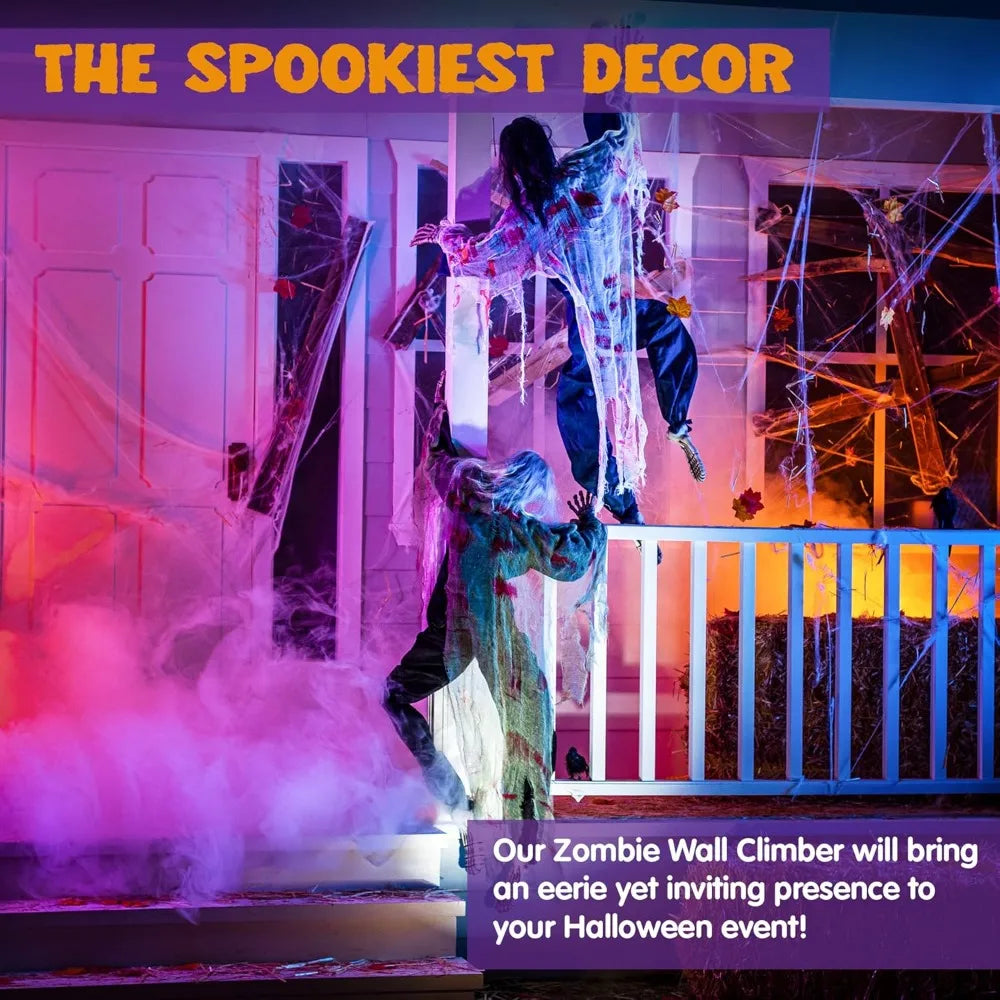 2 Pack 47" Halloween Climbing Zombies Wall Decoration Outdoor Halloween Climbing Dead Zombie Decoration for Haunted House Prop Yard Holiday Party Decor