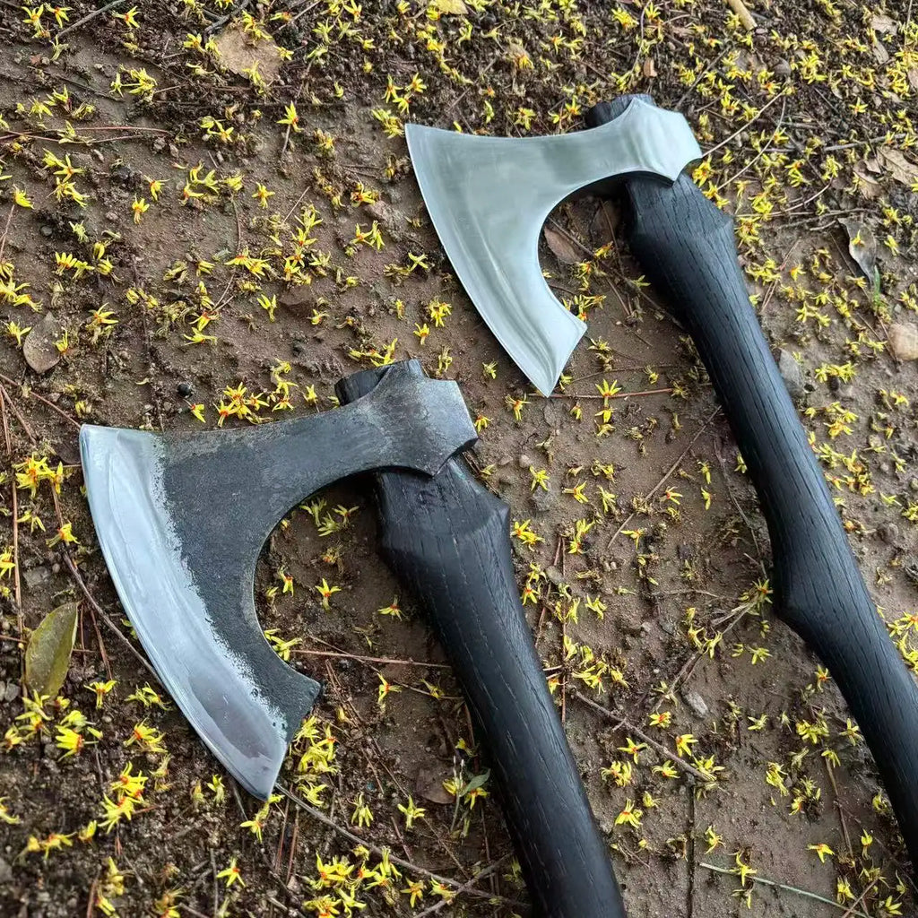 Outdoor Wide-blade Tactical Axe 65 Manganese Steel Aokaoka Wood Handle Camping Emergency Household Firewood Splitting EDC Tool