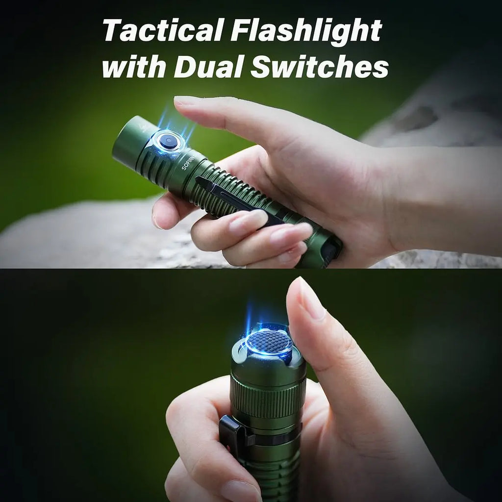 Powerful Tactical Flashlight, 2000lm, LED Torch, USB C Rechargeable Light