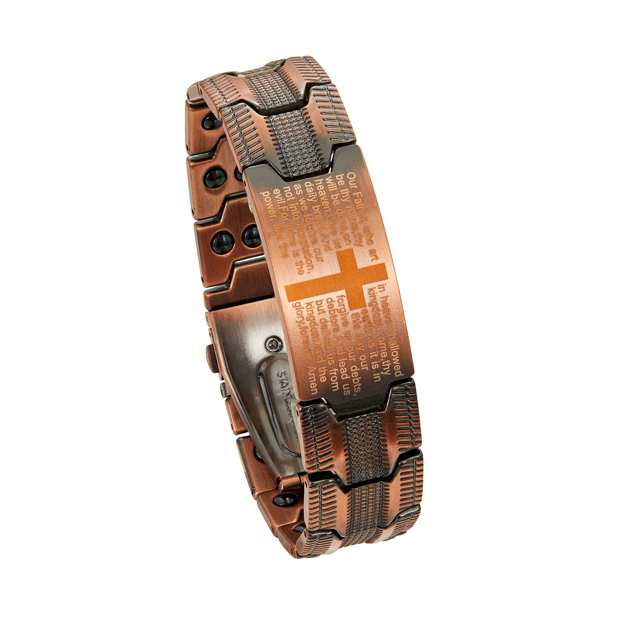 Men's Copper Cross Magnetic Bracelet - Adjustable Black Copper Jewelry