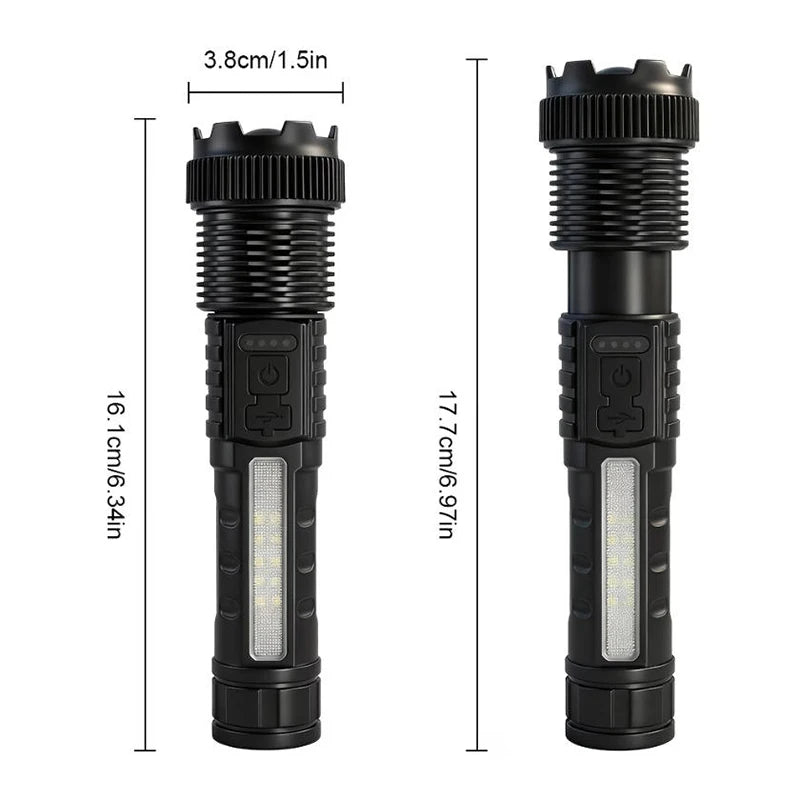2PCS High Power LED Flashlight Strong Light Tactical Torch Rechargeable Portable Lamp Outdoor Emergency Camping Lantern