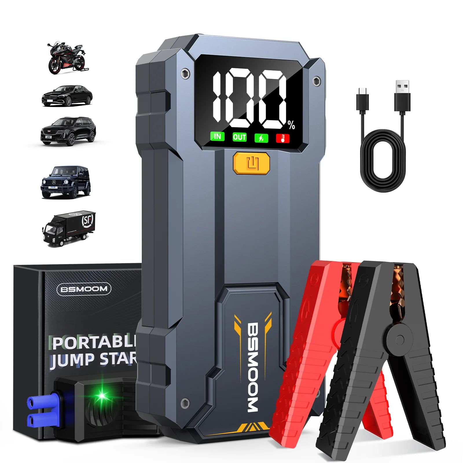 Car Jump Starter 10000mAh Power Bank Car Booster Charger 12V Starting Device Car Emergency Booster Lithium Starter Battery Pack