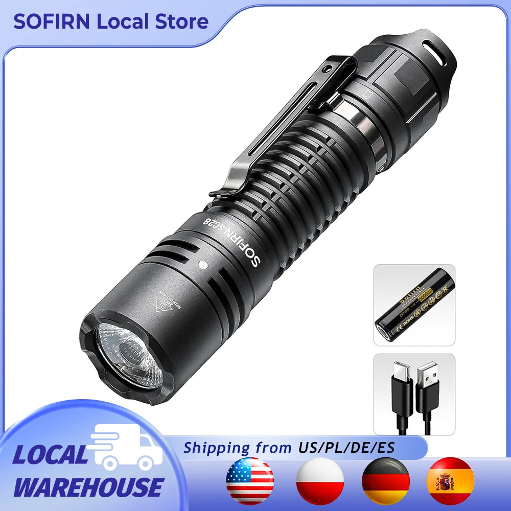 2800Lm Powerful 21700 Rechargeable XHP50B HD LED Type-C Flashlight Protable Torch EDC Flash Light IPX8 for Camping