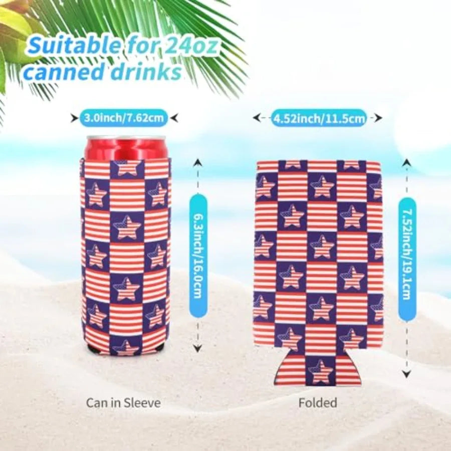 6Pcs Neoprene Tallboy Can cooler, Reusable Insulated Tall Boy Can Sleeves For 22oz - 24oz Energy Beer Beverage Drink
