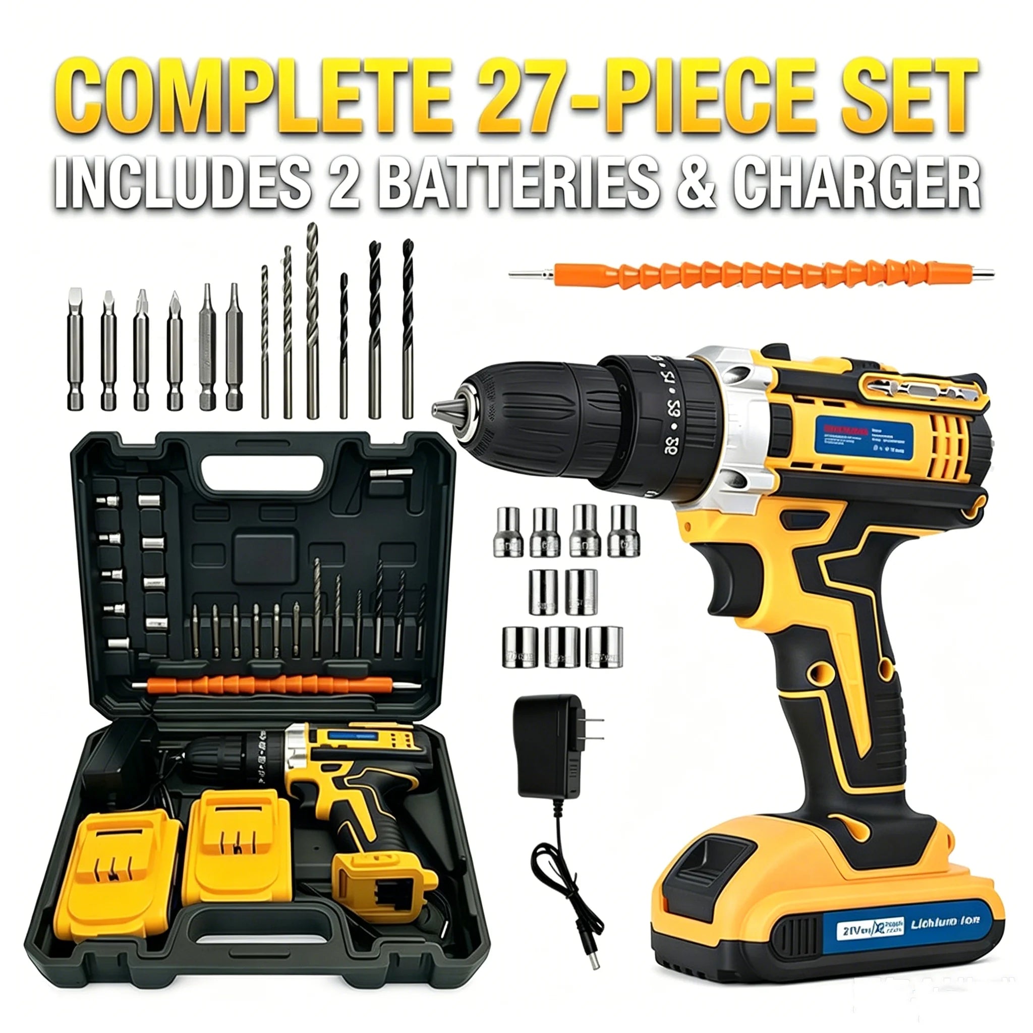 Cordless Lithium Screwdriver, Mini Electric Screwdriver, Portable Electric Drill, Multi-function Impact Drill, Power Tool Combo