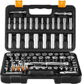 85-Piece 1/4" and 3/8" Drive Socket Wrench Set with Spinner Handle, Screwdriver Auto Repairing & Household