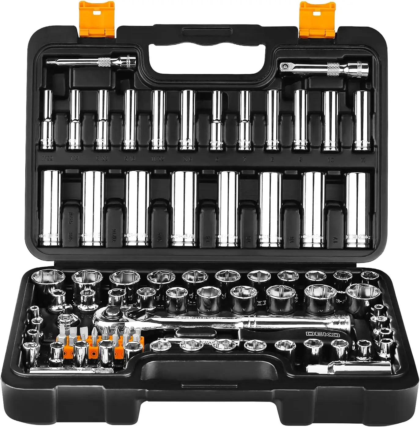 85-Piece 1/4" and 3/8" Drive Socket Wrench Set with Spinner Handle, Screwdriver Auto Repairing & Household